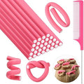 10 pcs Flexible Curling Rods Twist Hair Rollers Soft Foam Rods No Heat and 1 Pcs Steel Rat Tail Comb