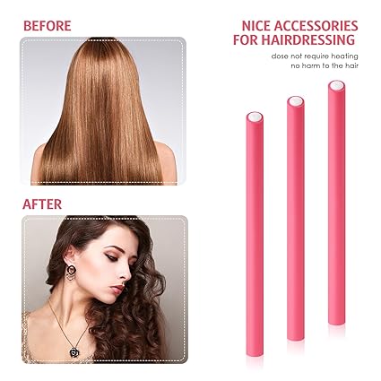 10 pcs Flexible Curling Rods Twist Hair Rollers Soft Foam Rods No Heat and 1 Pcs Steel Rat Tail Comb