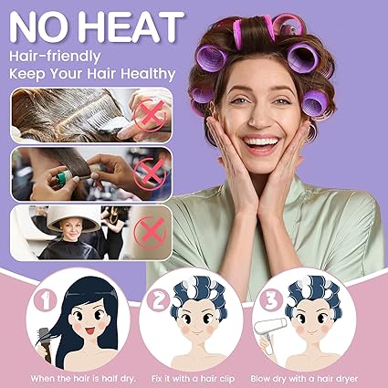 12-Pack Hair Styling Curlers Set with Styling Clips - Temperature Control, Travel-Friendly Curlers, Hot Rollers