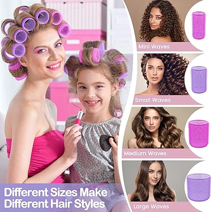 12-Pack Hair Styling Curlers Set with Styling Clips - Temperature Control, Travel-Friendly Curlers, Hot Rollers
